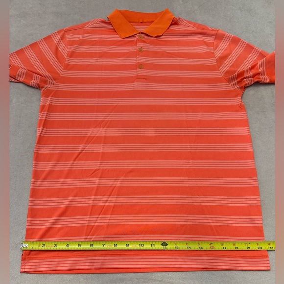 Nike Golf Tour Performance Polo Shirt Men’s Medium Orange Striped Dri-Fit Golf - Picture 3 of 7